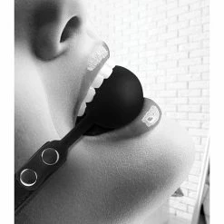 Shots America Shots Ouch Black & White Silicone Ball Gag - Black