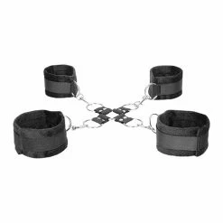 Shots America Shots Ouch Black & White Velcro Hogtie W-hand & Ankle Cuffs - Black Kink & BDSM