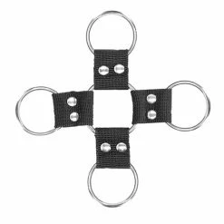 Shots America Shots Ouch Black & White Velcro Hogtie W-hand & Ankle Cuffs - Black Kink & BDSM