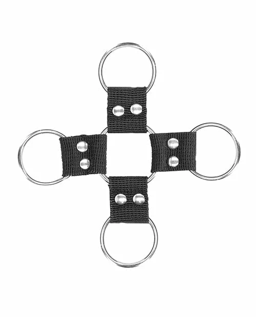 Shots America Shots Ouch Black & White Velcro Hogtie W-hand & Ankle Cuffs - Black Kink & BDSM
