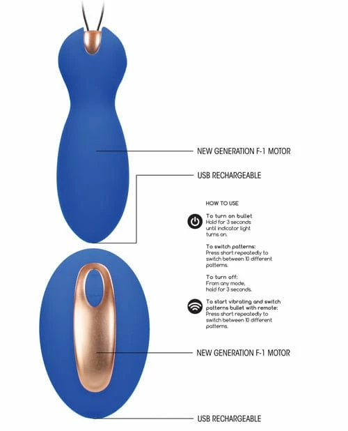 Shots America Vibrators Shots Elegance Dual Vibrating Bullet & Remote - Blue
