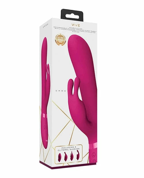 Shots America Vibrators Shots Vive Chou G-Spot Rabbit With Interchangeable Clitoral Attachments - Pink