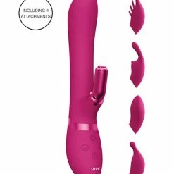 Shots America Vibrators Shots Vive Chou G-Spot Rabbit With Interchangeable Clitoral Attachments - Pink