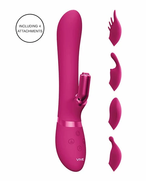 Shots America Vibrators Shots Vive Chou G-Spot Rabbit With Interchangeable Clitoral Attachments - Pink