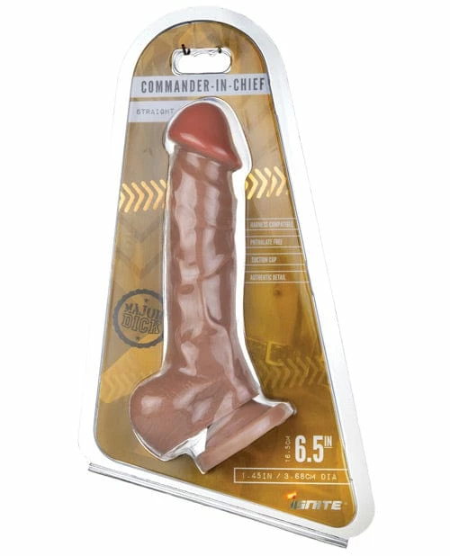 SI Novelties Dildos Major Dick Straight With Balls & Suction Cup Commander In Chief