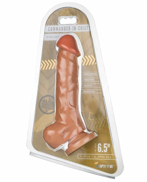 SI Novelties Dildos Major Dick Straight With Balls & Suction Cup Commander In Chief