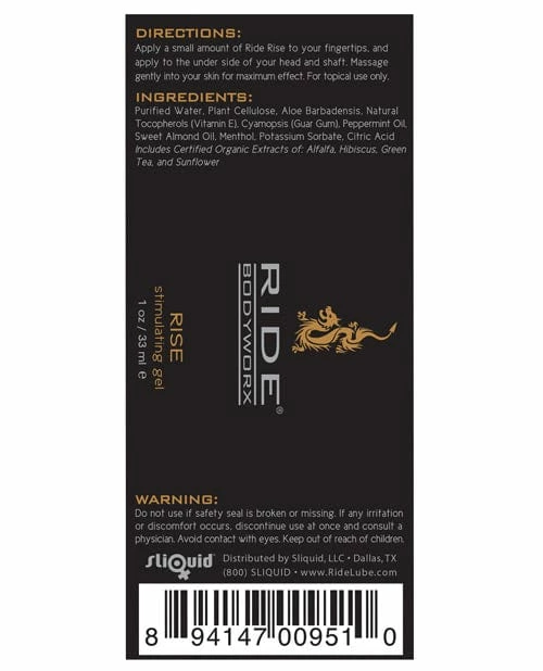 Sliquid Sexual Enhancers For Couples Ride Rise Stimulating Gel - 1 Oz.