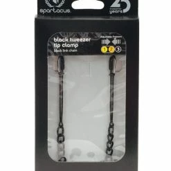 Spartacus Adjustable Black Tweezer Nipple Clamps With Chain Kink & BDSM
