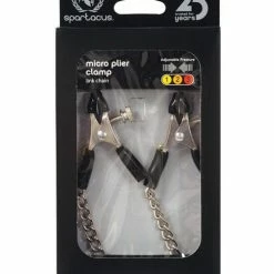 Kink & BDSM Spartacus Adjustable Micro Plier Nipple Clamps With Link Chain