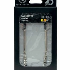 Kink & BDSM Spartacus Adjustable Tweezer Nipple Clamps With Jewel Chain