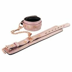 Spartacus Ankle Restraints With Leather Lining - Pink Snakeskin Micro Fiber