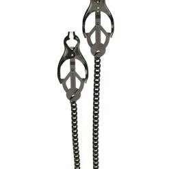 Spartacus Black Butterfly Style Nipple Clamps With Chain