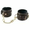 Kink & BDSM Spartacus Faux Fur Lining Wrist Restraints - Brown Floral Print