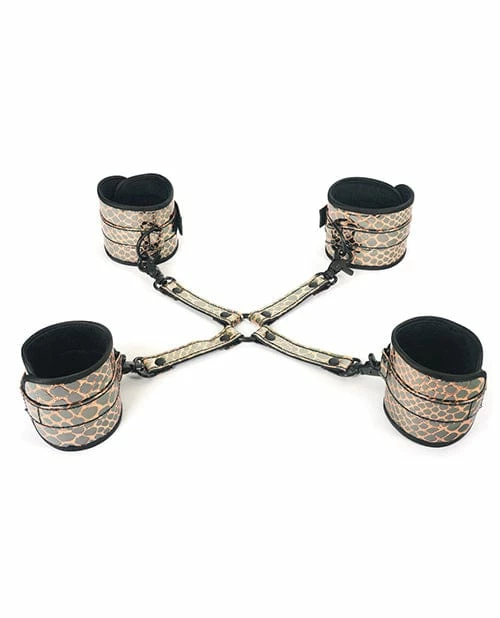 Spartacus Faux Leather Wrist & Ankle Restraints With Hog Tie