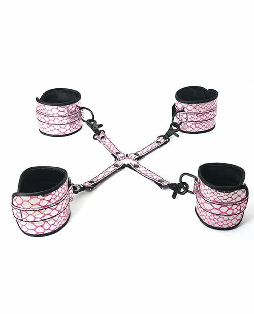 Spartacus Faux Leather Wrist & Ankle Restraints With Hog Tie