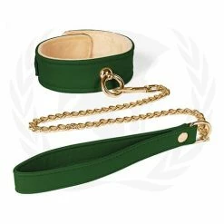 Spartacus Plush Lined Pu Collar & Chained Leash