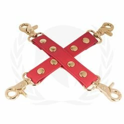 Kink & BDSM Spartacus Pu Hog Tie With Gold Hardware