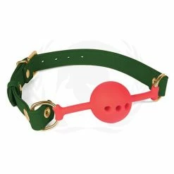 Kink & BDSM Spartacus Silicone Ball Gag With Green Pu Straps - 46 Mm