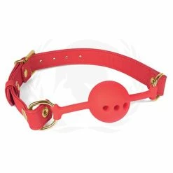 Spartacus Silicone Ball Gag With Red Pu Straps - 46 Mm Kink & BDSM