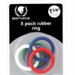 Penis Toys Spartacus 1.25" Rubber Cock Ring Set - Rainbow Pack Of 5
