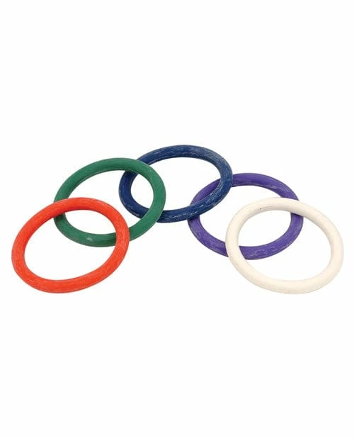 Penis Toys Spartacus 1.5" Rubber Cock Ring Set - Rainbow Pack Of 5