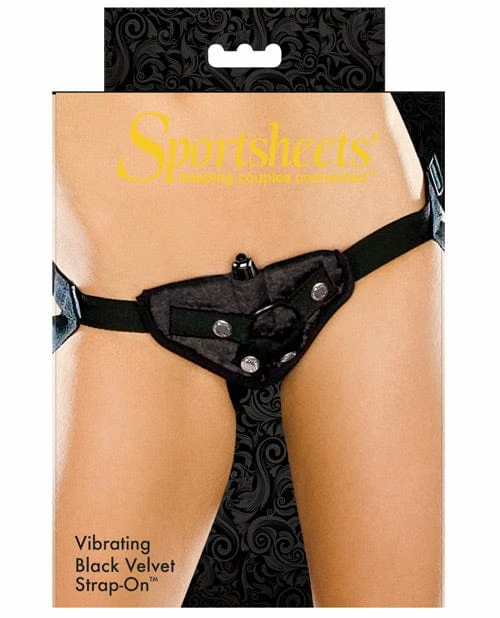 Sportsheets International Sportsheets Vibrating Velvet Harness With Bullet - Black Dildos