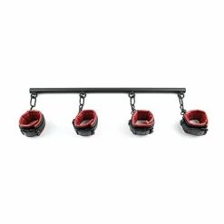 Sportsheets International Kink & BDSM Saffron Spreader Bar & Cuff Set - Red-Black