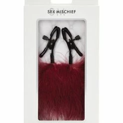 Sportsheets International Kink & BDSM Sex & Mischief Enchanted Feather Nipple Clamps - Burgundy
