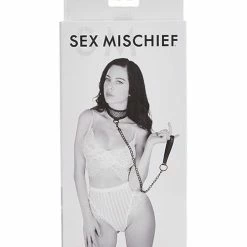 Sportsheets International Kink & BDSM Sex & Mischief Fishnet Collar And Leash - Black