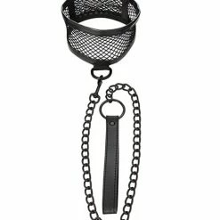 Sportsheets International Kink & BDSM Sex & Mischief Fishnet Collar And Leash - Black