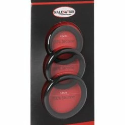 St Rubber Penis Toys Malesation Cock Ring Set - Pack Of 3 Black