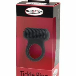St Rubber Penis Toys Malesation Tickle Me Nubbed Cock Ring - Black