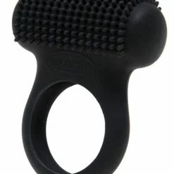 St Rubber Penis Toys Malesation Tickle Me Nubbed Cock Ring - Black