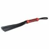 Sultra Leather Sultra 16" Lambskin Twisted Grip Flogger - Black With Red Woven Handle