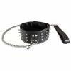 Sultra Leather Kink & BDSM Sultra Lambskin 2 1-2" Studded Collar With 24" Chain - Black