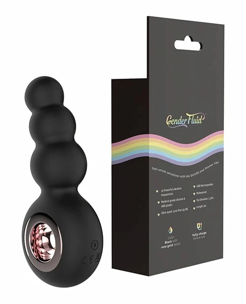Thank Me Now Anal Toys Gender Fluid Quiver Anal Ring Bead Vibe - Black