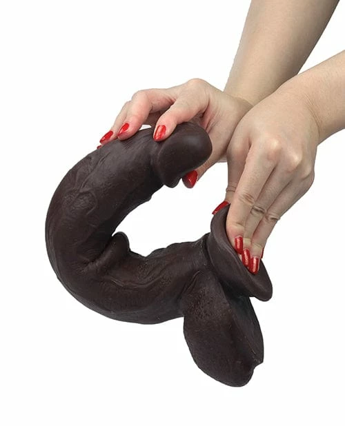 Thank Me Now Get Lucky 12" Real Skin Series - Dark Brown Dildos
