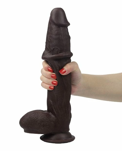 Thank Me Now Get Lucky 12" Real Skin Series - Dark Brown Dildos