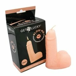 Thank Me Now Get Lucky 5" Blow Me Penis Candle - Peach Massage Oils & Candles
