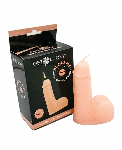 Thank Me Now Get Lucky 5" Blow Me Penis Candle - Peach Massage Oils & Candles