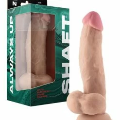 Shaft Model N Flexskin Liquid Silicone 8.5" Side Curve Dong With Balls Dildos