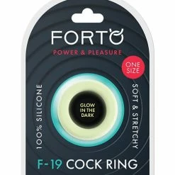 Penis Toys Forto F-19 Two Tone Liquid Silicone Cock Ring - Black-Glow In The Dark
