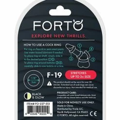 Penis Toys Forto F-19 Two Tone Liquid Silicone Cock Ring - Black-Glow In The Dark