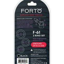 Forto F-61 Liquid 3 Piece Cock Ring Set - Black Penis Toys