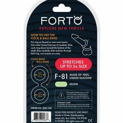 Penis Toys Forto F-81 44mm Double Ring Liquid Silicone Cock Ring - Glow In The Dark