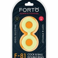 Forto F-81 47mm Double Ring Liquid Silicone Cock Ring - Glow In The Dark Penis Toys