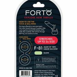 Forto F-81 47mm Double Ring Liquid Silicone Cock Ring - Glow In The Dark Penis Toys