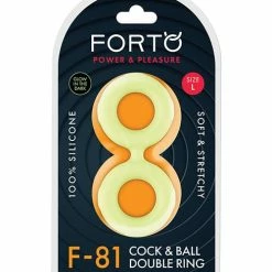Forto F-81 51mm Double Ring Liquid Silicone Cock Ring - Glow In The Dark