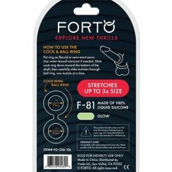 Forto F-81 51mm Double Ring Liquid Silicone Cock Ring - Glow In The Dark