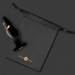 Xgen Secret Kisses 4.5" Handblown Wide Glass Plug - Black-gold Anal Toys